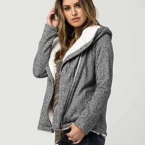 O’Neill Crestline Sherpa Lined Zip Up Hoodie, Grey - Size Large